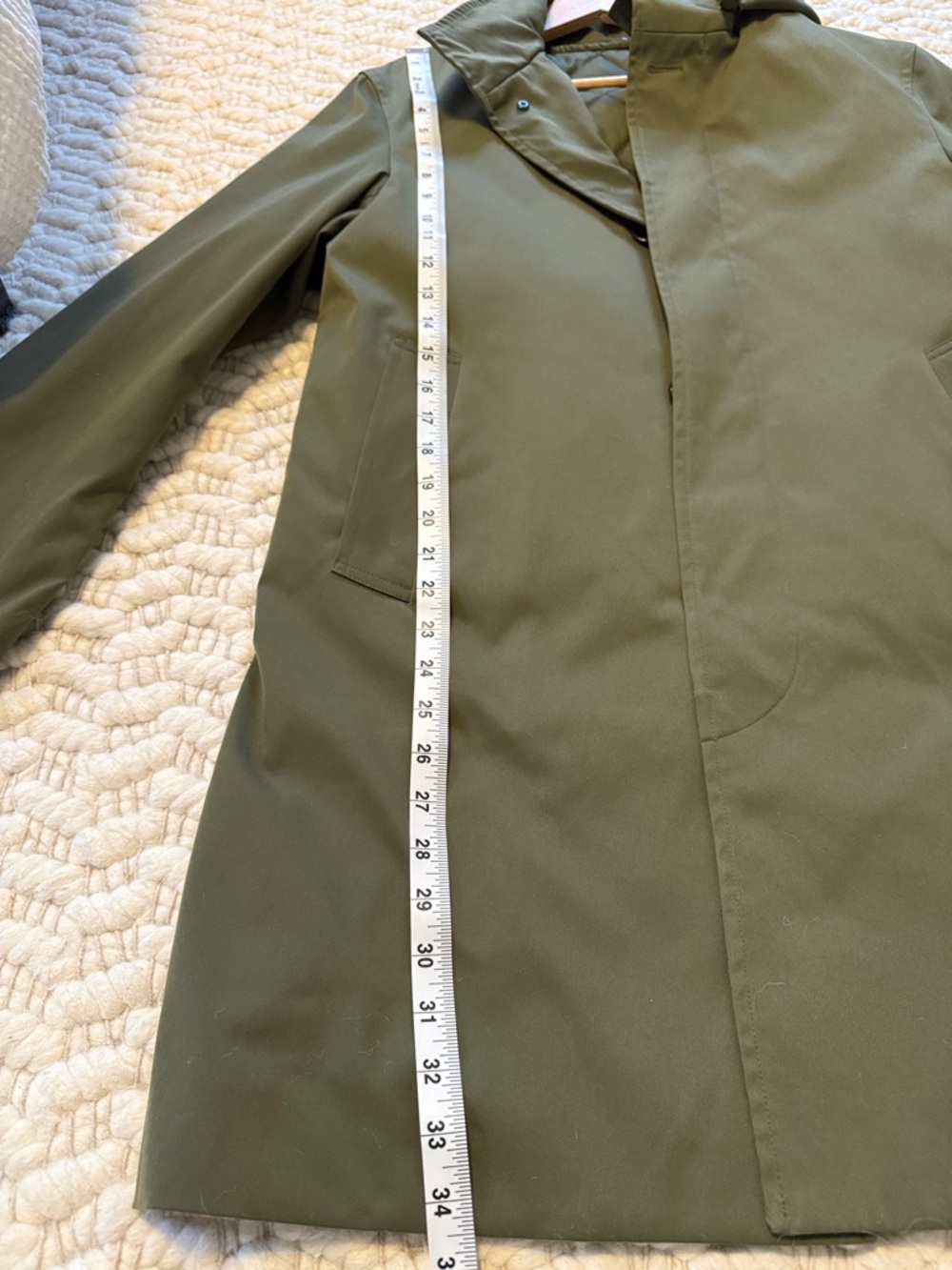 Tag on- Barney’s Olive Green Quilted Hooded Coat - Picture 14 of 16